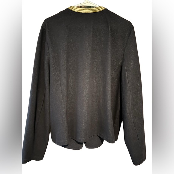 B17. Bob Mackie Jacket w/ Gold Sequin Accents, Hook & Eye Front Closure, Medium - Picture 3 of 7